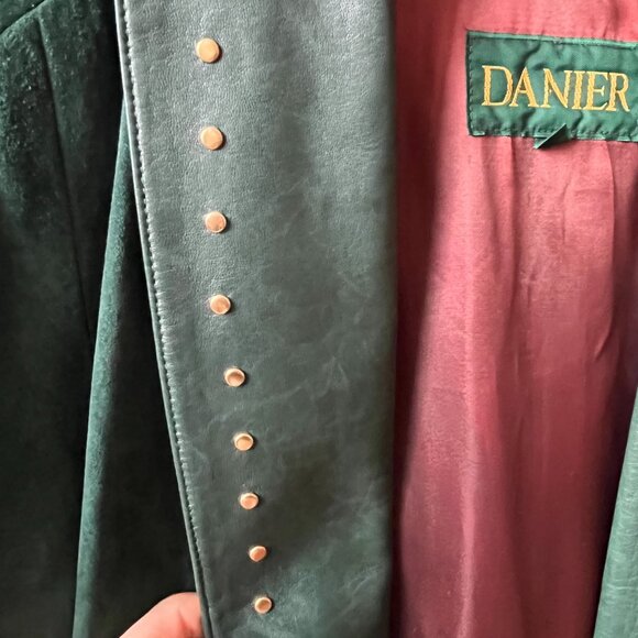 Danier green suede studded jacket - Picture 3 of 4